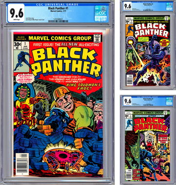 BLACK PANTHER #1-2-3 CGC 9.6 JACK KIRBY STORIES CVRS & ART PREMIERE ISSUES 1977