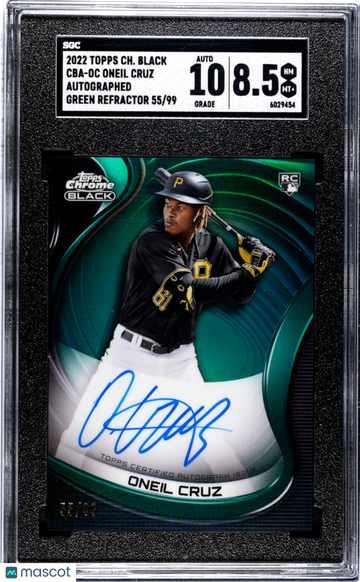 2022 Topps Chrome Black Oneil Cruz #CBA-OC Autograph Green Refractor SGC 8.5 Auto 10