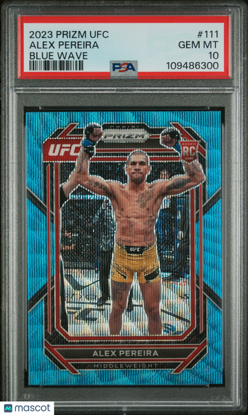 2023 Panini Prizm UFC Alex Pereira #111 Blue Wave PSA 10