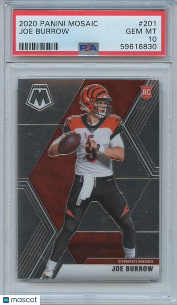 2020 Panini Mosaic Joe Burrow #201 [Base] Rookie Base Set PSA 10