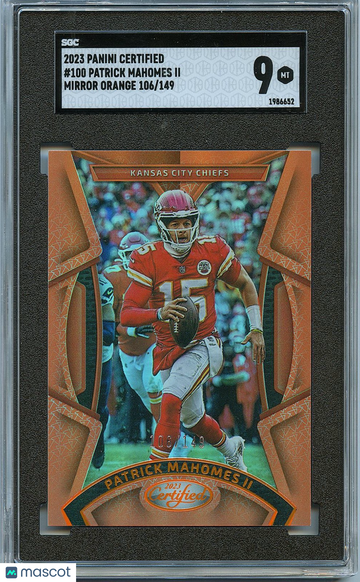 2023 Panini Certified Patrick Mahomes II #100 Mirror Orange SGC 9