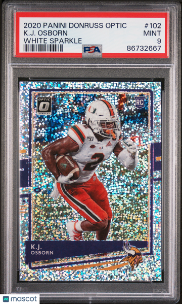 2020 Donruss Optic #102 K. J. Osborn - White Sparkle Prizm (Rookie) | PSA 9