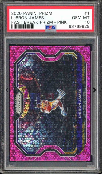 2020 LeBron James Prizm Fast Break - Pink (06/50) - PSA 10