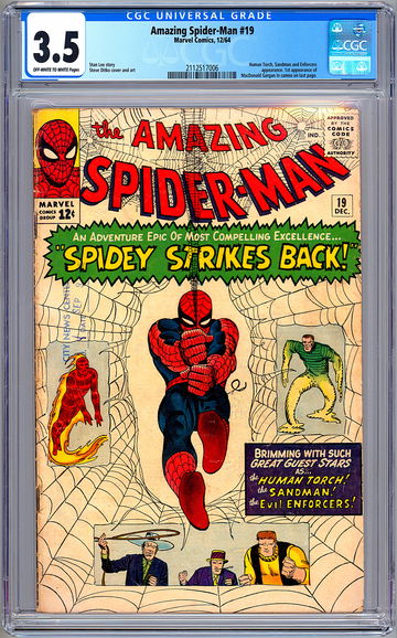 AMAZING SPIDER-MAN #19 CGC 3.5 STAN LEE STEVE DITKO ART HUMAN TORCH SANDMAN 1964