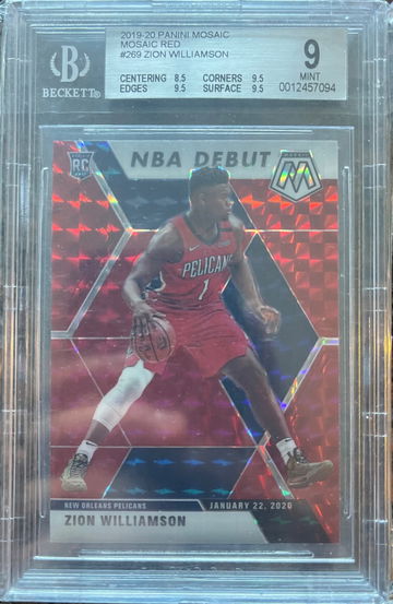Zion Williamson 2019-2020 Panini Mosaic NBA Debut Red RC #269 BGS 9