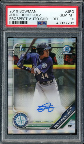 Julio Rodriguez 2019 Bowman Prospect Autograph Refractor PSA 10