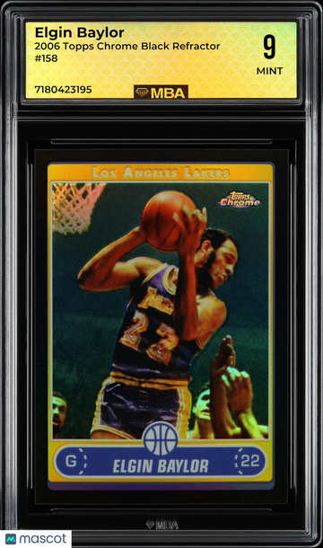 2006 Topps Chrome Elgin Baylor #158 Black Refractor MBA 9