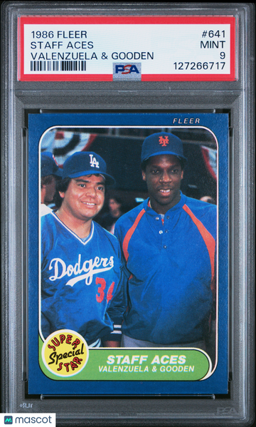 1986 Fleer Staff Aces #641 Valenzuela & Gooden PSA 9