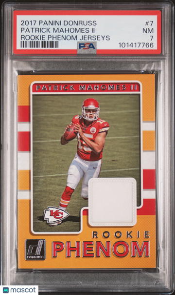 2017 Panini Donruss Rookie Phenom Jerseys Patrick Mahomes II #7 PSA 7
