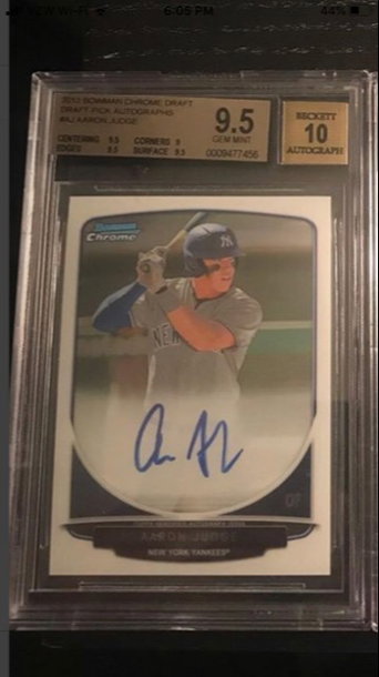 Aaron Judge 2013 Bowman Base Auto bgs 9.5 w 10 auto