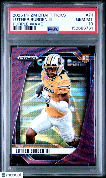 2025 Panini Prizm Draft Picks Luther Burden III #71 Purple Wave Rookie PSA 10