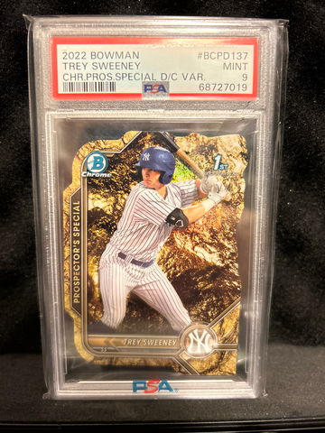 2022 Bowman Trey Sweeney Prospectors special gold variation /49 psa 9