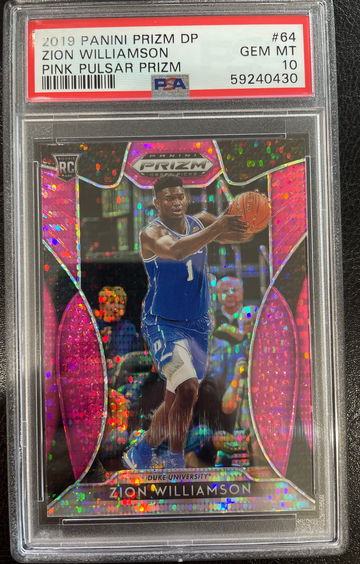 2019-20 Panini Prizm Draft Zion Williamson Pink Pulsar #64 Gem Mint PSA 10
