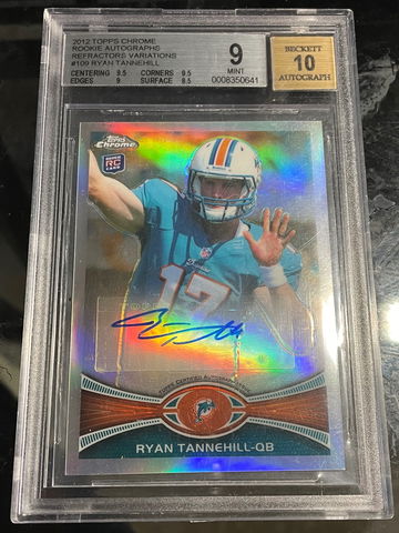 2012 Topps Chrome Refractor Variation SSP Ryan Tannehill BGS 9 10 Auto Pop 7