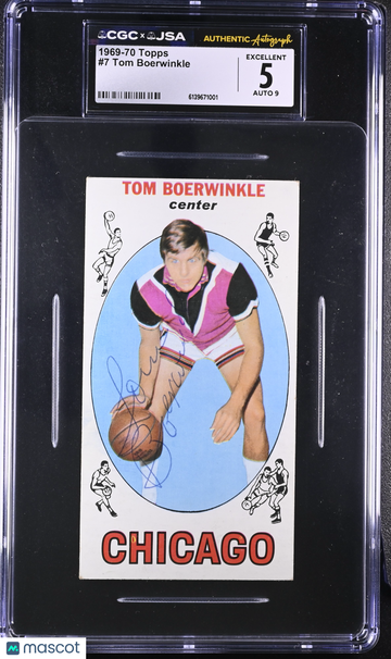 1969 Topps Tom Boerwinkle #7 CGC 5 JSA Auto 9