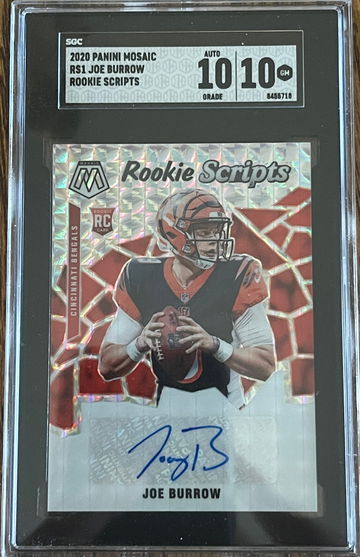 2020 a panini Mosaic Joe Burrow #RS1 Rookie Scripts — SGC 10/10