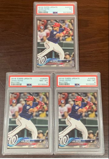 (1) PSA 7 & (2) PSA 8 2018 Topps Update Juan Soto #US300