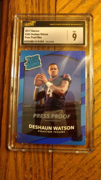 2017 Donruss Press Proof Blue DeShaun Watson #345 CSG 9 Mint Rookie RC 