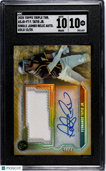 2020 Topps Triple Threads Fernando Tatis JR. #ASJR-FT Single Jumbo Relic Autograph Gold 25 SGC 10 Auto 10