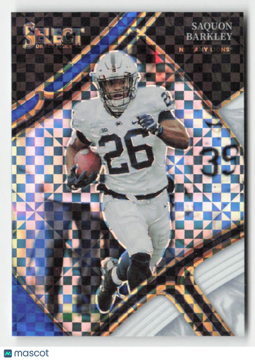 2023 Panini Select Draft Picks Saquon Barkley #147 Blue & White Squares Prizm /100 SN Nasty card Jersey Color Match