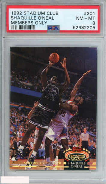 1992 STADIUM CLUB SHAQUILLE ONEAL #201 MEMBERS ONLY ROOKIE RC MAGIC PSA 8 NM-MT