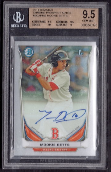 Mookie Betts 2014 Bowman Chrome Prospects Auto #BCAPMB BGS 9.5/10 Auto