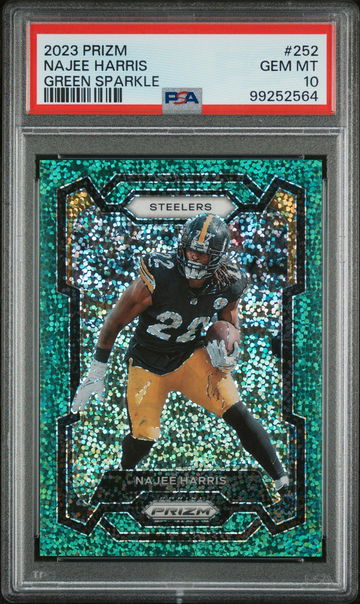 2023 Panini Prizm Green Sparkle Najee Harris #252 /8 PSA 10