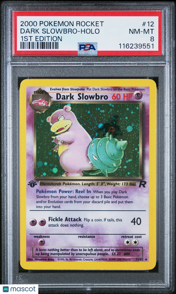 2000 Pokemon Rocket Dark Slowbro Holo 1st Edition PSA 8 #12