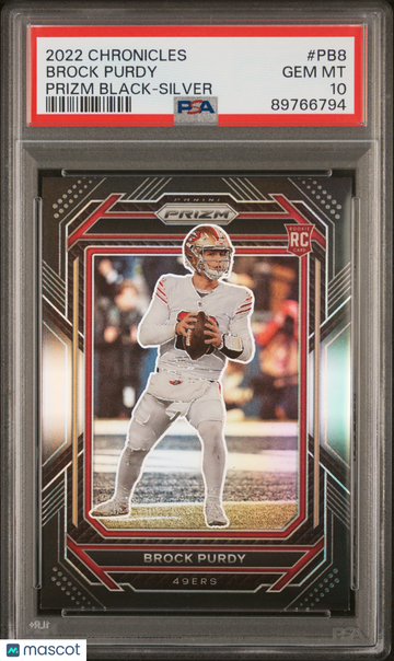 2022 Panini Chronicles Prizm Black Brock Purdy #PB8 Silver Rookie PSA 10