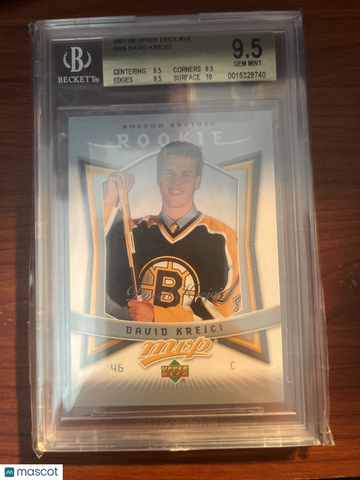 2007-08 Upper Deck MVP David Krejci #308 Rookie BGS 9.5