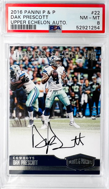 ⭐️ 2016 DAK PRESCOTT UPPER ECHELON AUTO #22 PSA 8 AUTO RC 🔥📈 