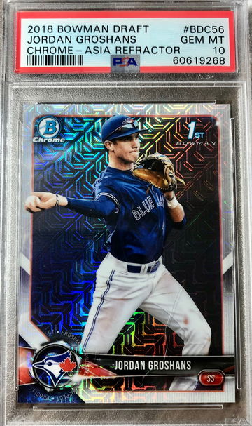 2018 Bowman Draft Chrome Jordan Groshans Asia Refractor PSA 10 Gem Mint