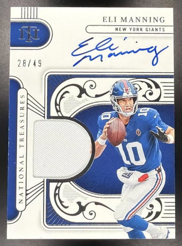 2025 Panini National Treasures Eli Manning #MTS-EMG Material Signatures /49 MEM Auto