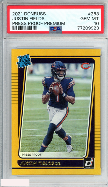 2021 PANINI DONRUSS JUSTIN FIELDS #253 PRESS PROOF PREMIUM ROOKIE RC PSA 10