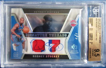 2007-08 SP ROOKIE THREADS SILVER RODNEY STUCKEY AUTO 1 of 1 BGS 9.5 GEM MINT