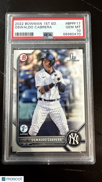 2022 Bowman 1st Edition Oswaldo Cabrera #BPPF17 PSA 10