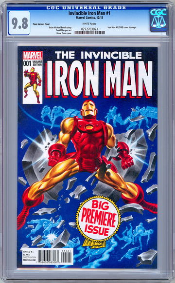 INVINCIBLE IRON MAN #1 CGC 9.8 TIMM VARIANT *1968 IRON MAN #1 HOMAGE COVER* 2015