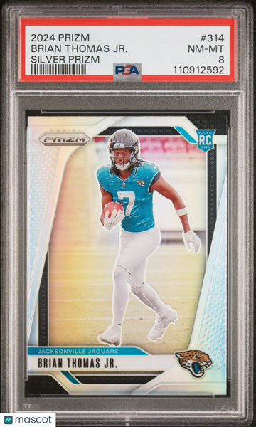 2024 Panini Prizm Brian Thomas JR. #314 Silver PSA 8