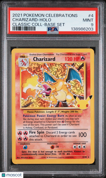 2021 Pokemon Celebrations Classic Collection Charizard #4 PSA 9