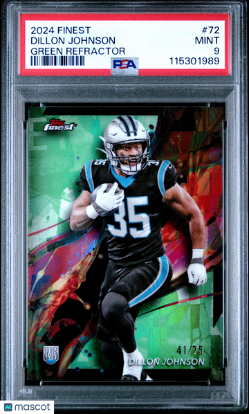2024 Topps Finest Dillon Johnson #72 Green Refractor /75 PSA 9