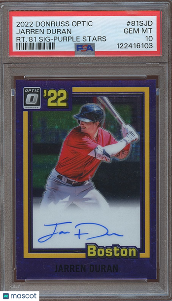 2022 Jarren Duran Optic Rookie PSA 10