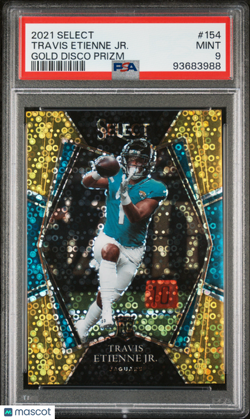 2021 Panini Select Travis Etienne JR. #154 Gold Disco Prizm PSA 9