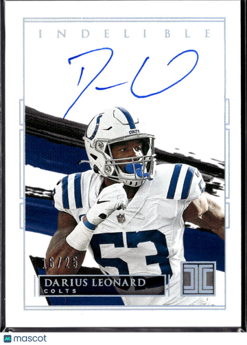 Darius Leonard 2021 Panini Impeccable Indelible Ink Auto /25 Indianapolis Colts
