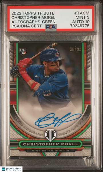 2023 Topps Tribute Tribute Autograph Christopher Morel #TACM Autographs Green /99 PSA 9 Auto 10