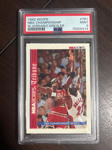1992 Hoops #TR1 NBA Championship Michael Jordan/Clyde Drexler PSA 9