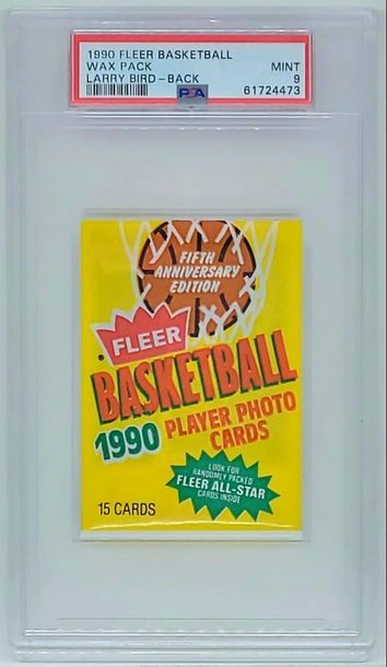 1990 FLEER BASKETBALL WAX PACK LARRY BIRD #8 BACK PSA 9 MINT RARE POP 4 NEW CASE