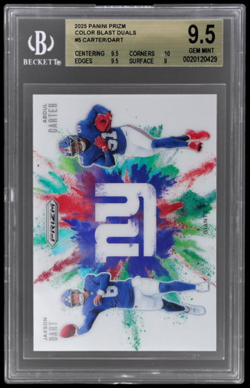 2025 Panini Prizm Abdul Carter/jaxson Dart Color Blast Duals BGS 9.5