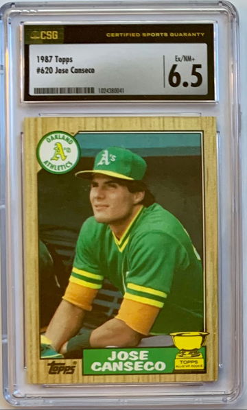 1987 Topps Baseball - Jose Canseco All-Star Rookie Card RC #620 - Graded CSG 6.5 EX NM+