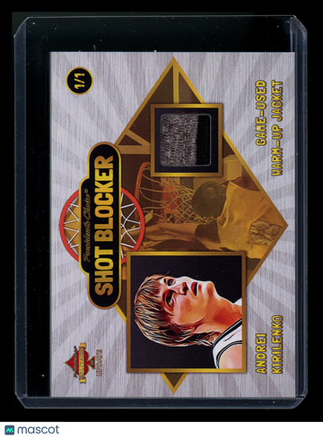 2023 President's Choice Game-Used Shot Blocker Andrei Kirilenko /1 Game-used warm-up jacket Memorabilia/Patch