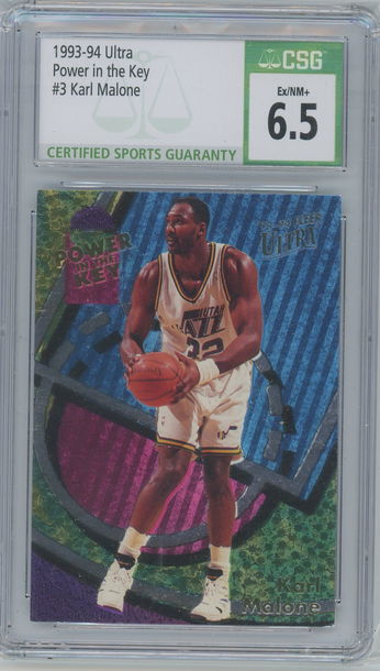 1993-94 Ultra Karl Malone Power In The Key #3 CSG 6.5 EX/NM+